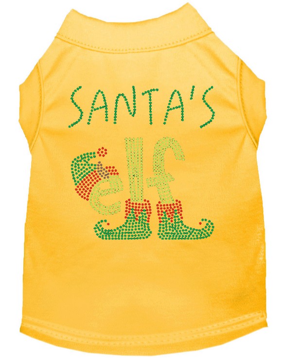 Santa's Elf Rhinestone Dog Shirt Yellow Sm